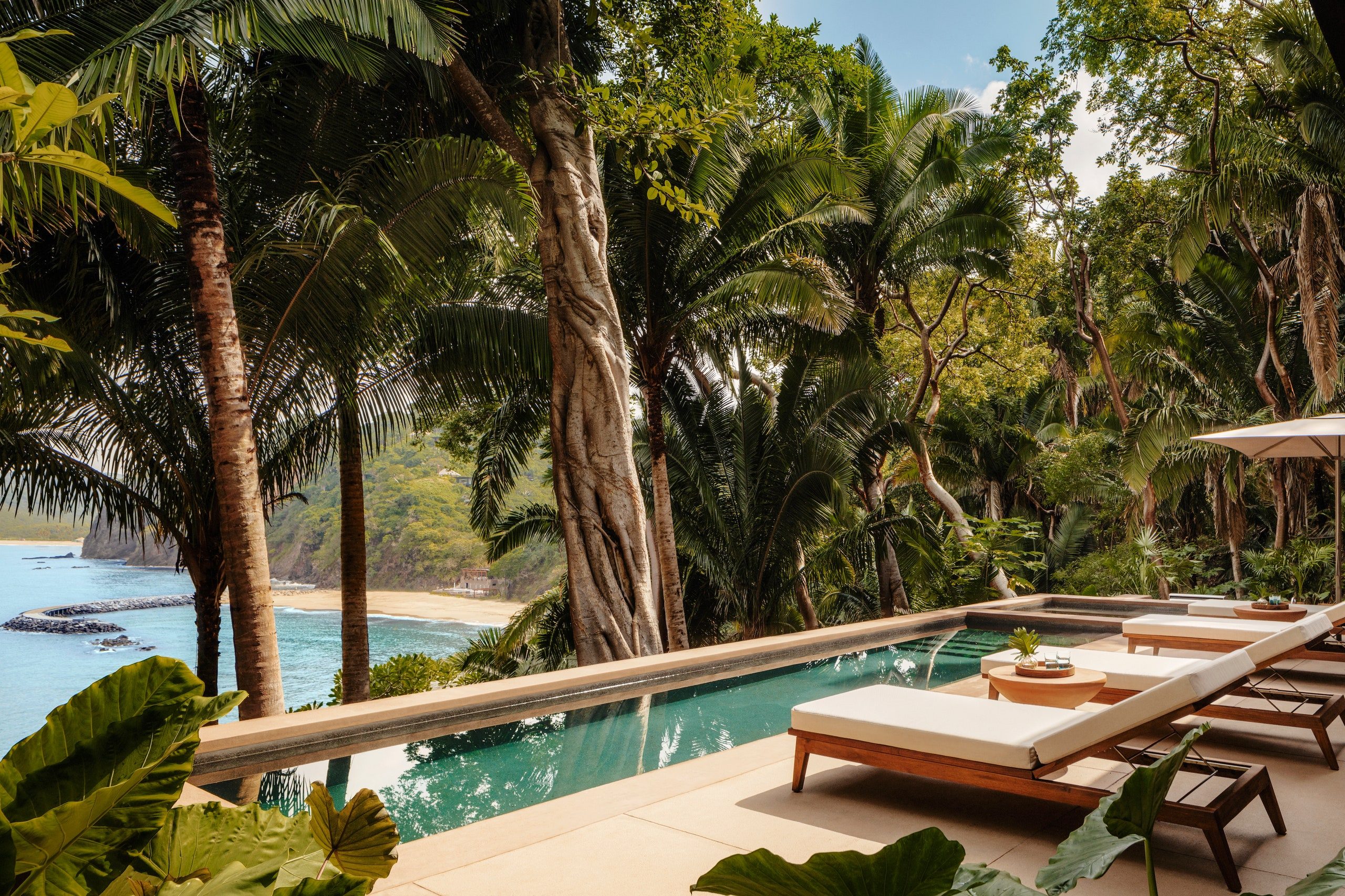 Luxury hotel terrace among the trees