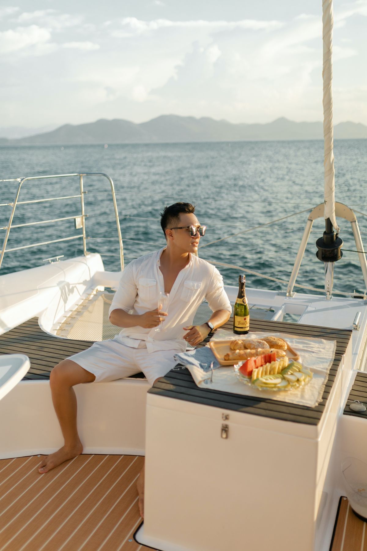 Picnic aboard a yacht